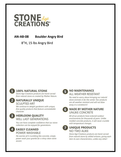 8"H Boulder Angry Bird