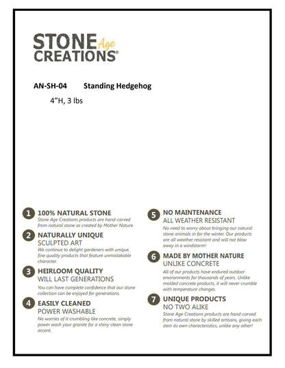 4" Boulder Standing Hedgehog